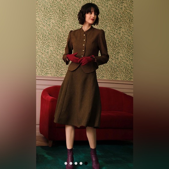 RIHOAS Jackets & Blazers - RIHOAS Brown Tweed Suit with Gold Buttons
